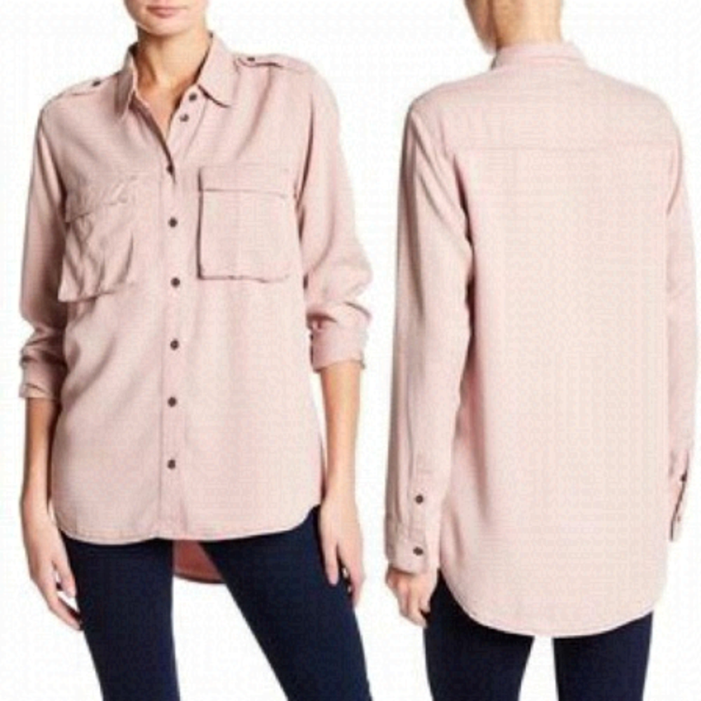 𝅺PISTOLA Pink Woodrose Lyocel Button Down Shirt S